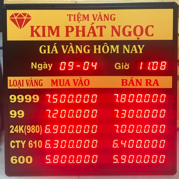 Bảng giá các loại vàng tại Tiệm vàng Kim Phát 1