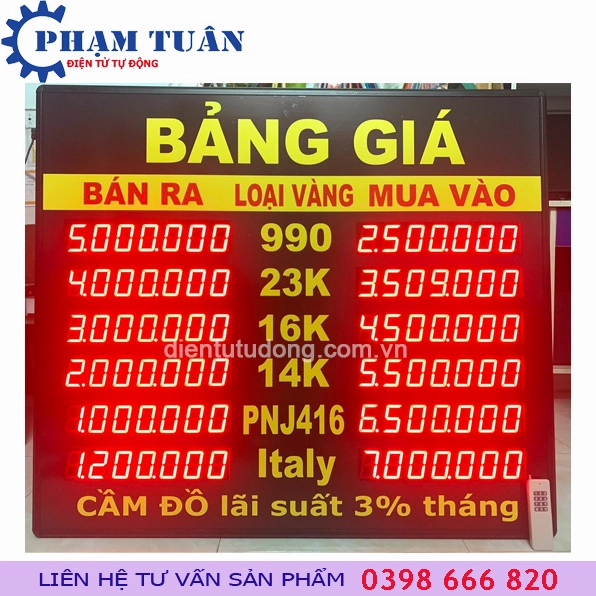 Bảng giá vàng cập nhật