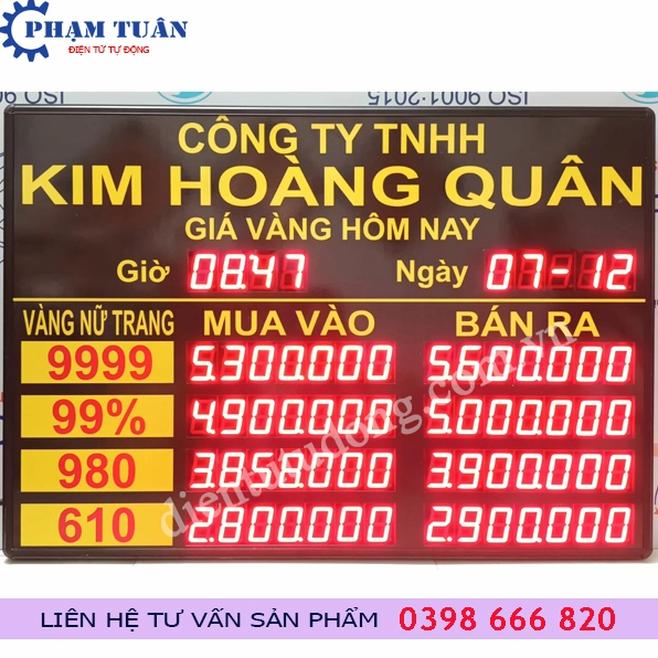 Bảng giá vàng cập nhật