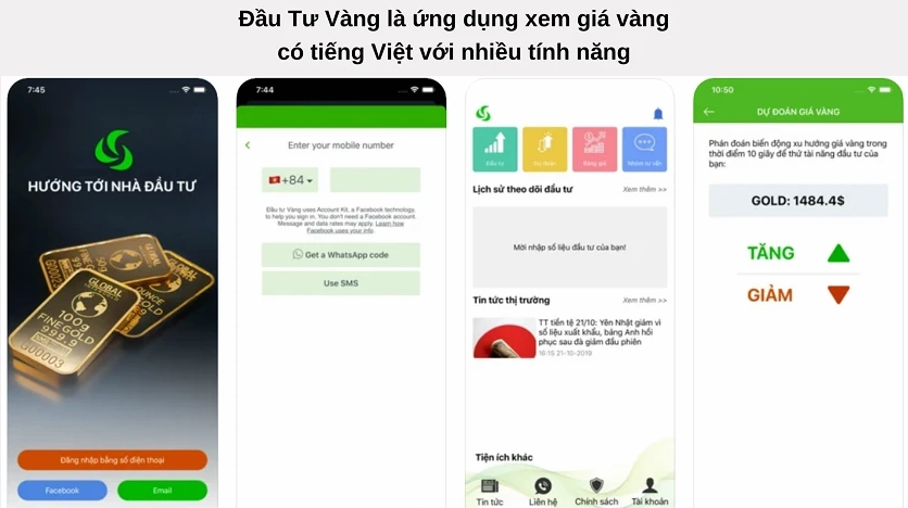 Biểu đồ phân tích giá vàng trên smartphone