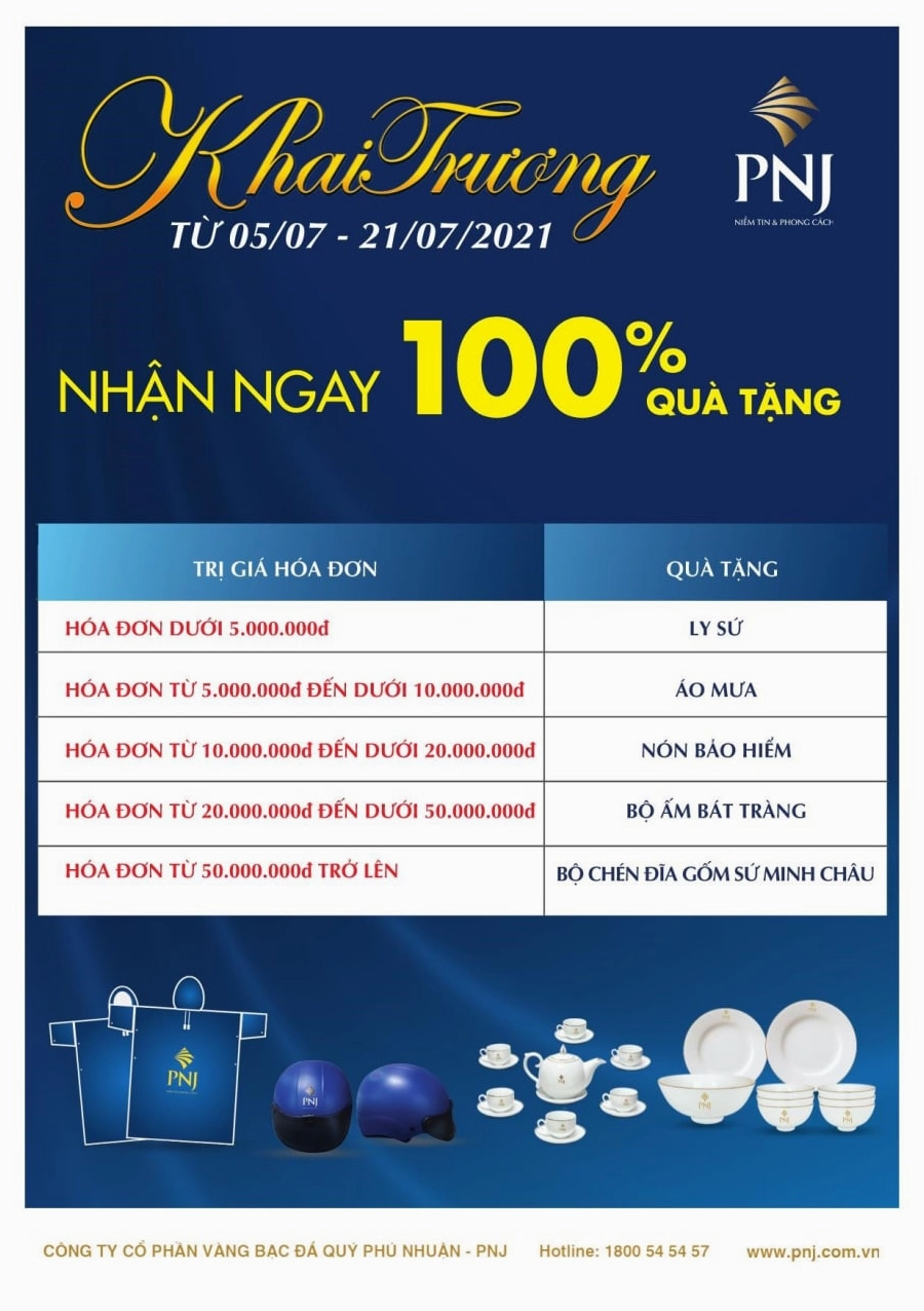 Cửa hàng PNJ trưng bày sản phẩm vàng