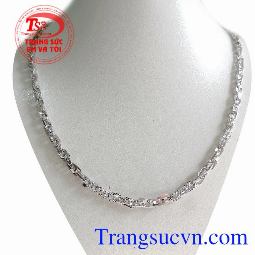 Dây chuyền vàng trắng 750 kiểu dáng hiện đại