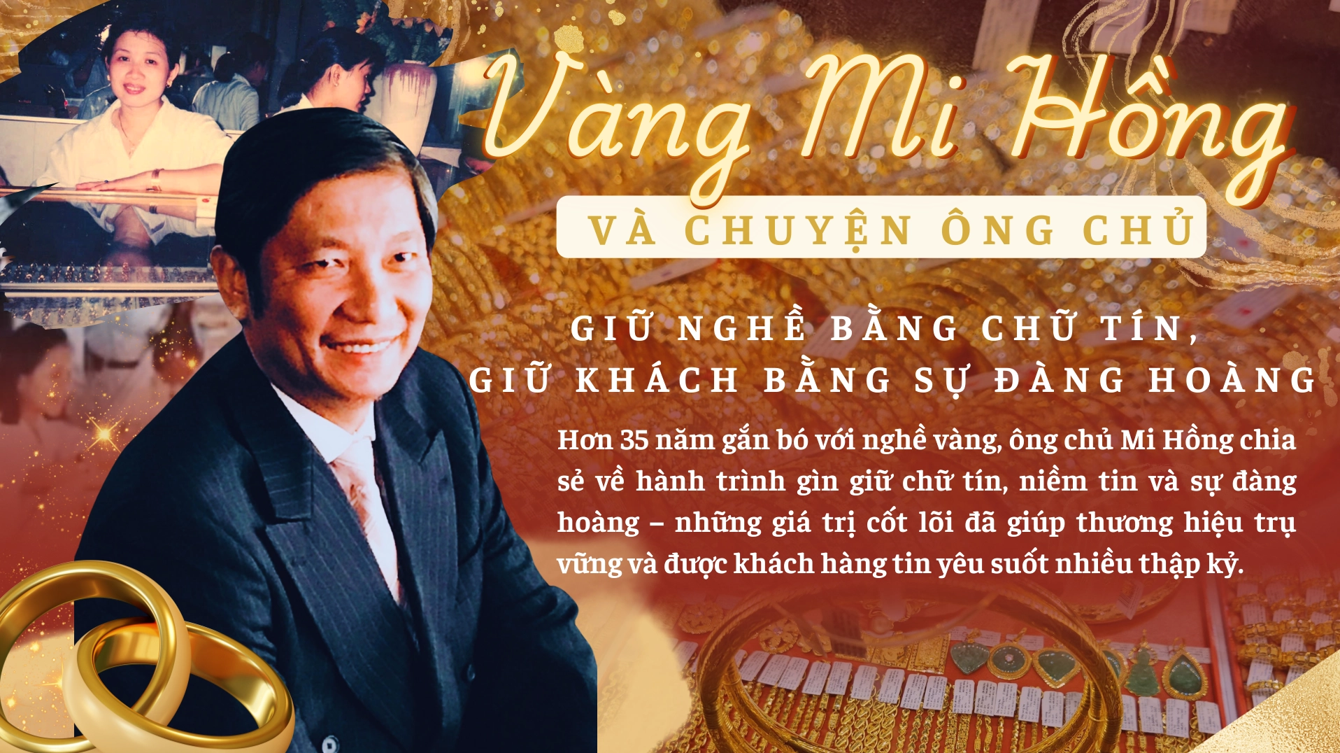 Người mẫu đeo trang sức vàng Mi Hồng sang trọng