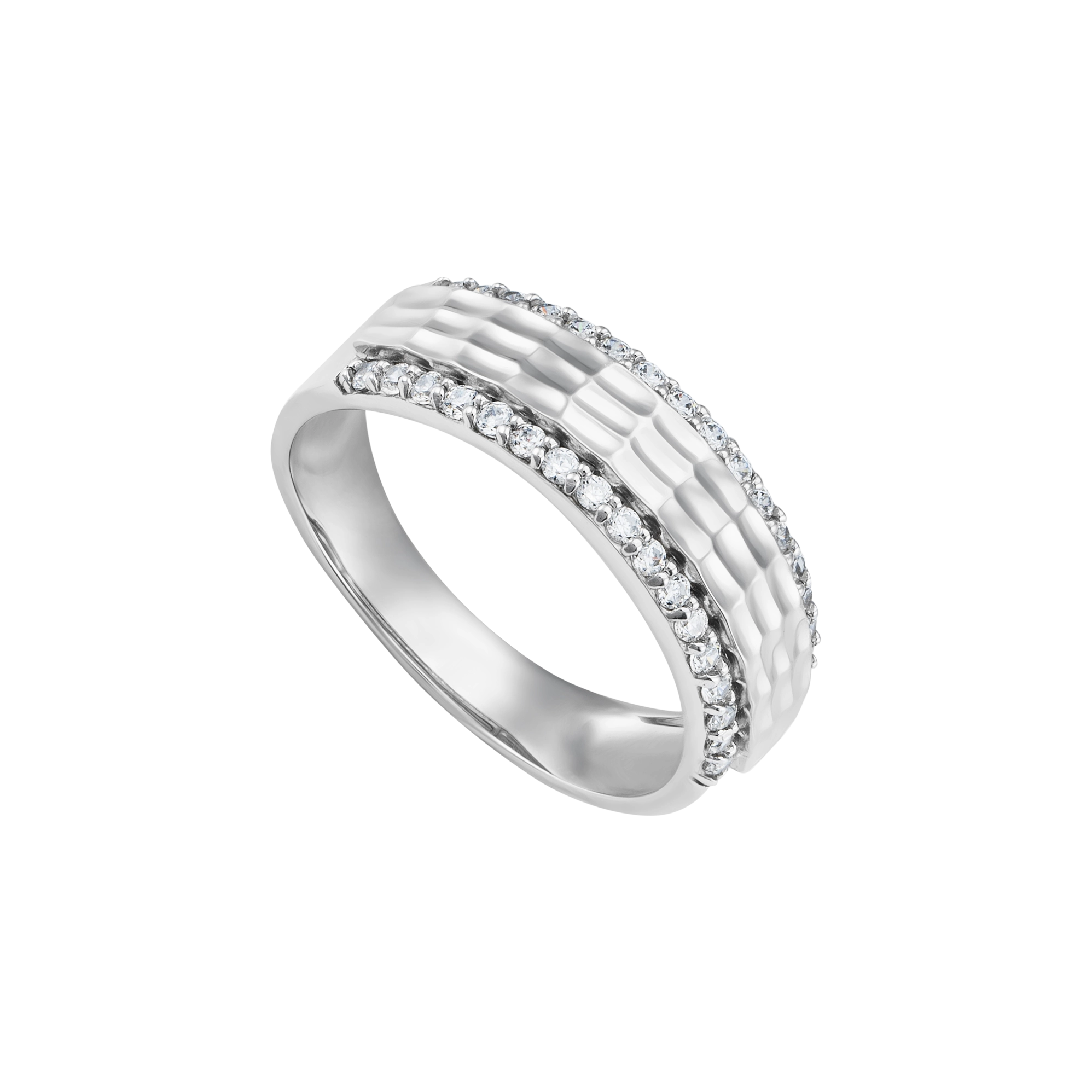 Nhẫn vàng trắng 18K đính đá CZ