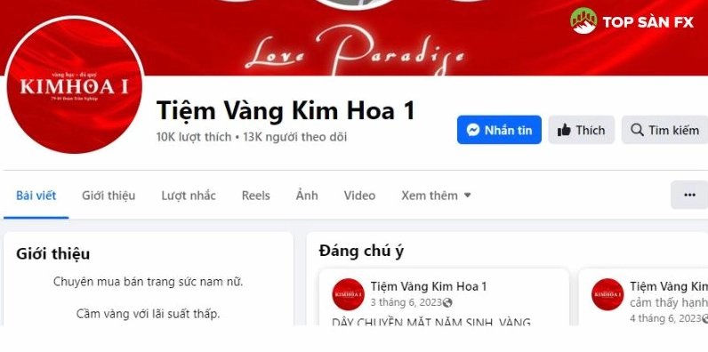 Tiệm vàng Kim Hoa tại Bình Dương