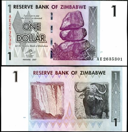 Tờ tiền 1 đô la Zimbabwe mới
