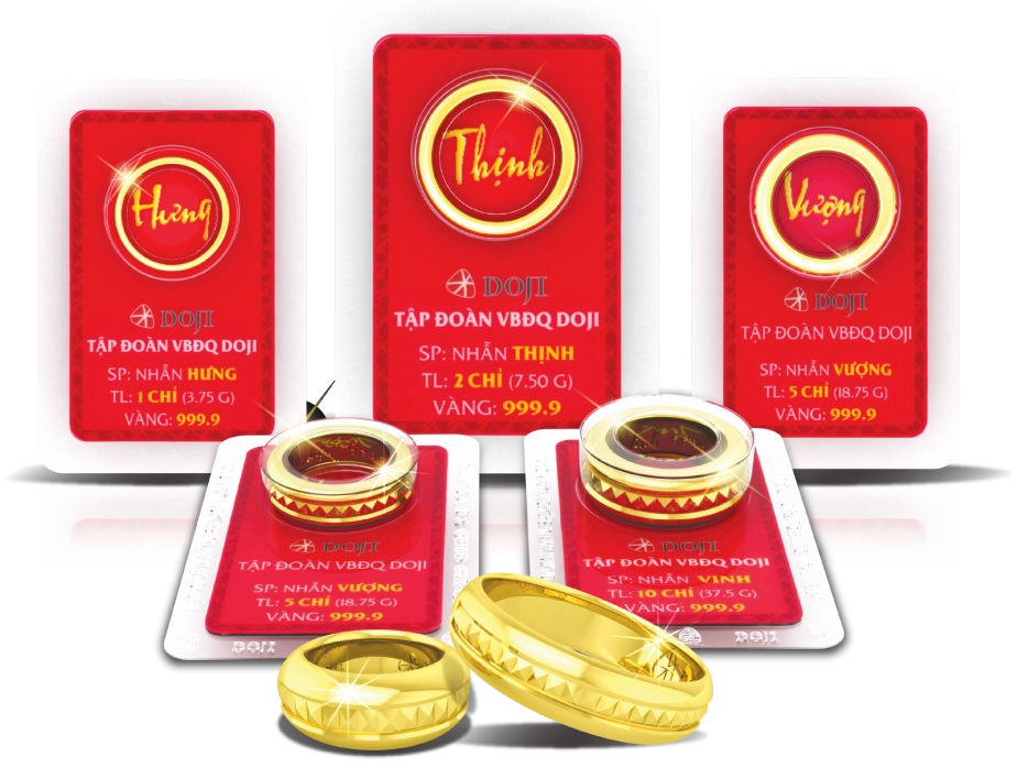 Vàng nhẫn 9999 với nhiều định lượng